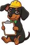 Bachi in a hard hat, holding a clipboard